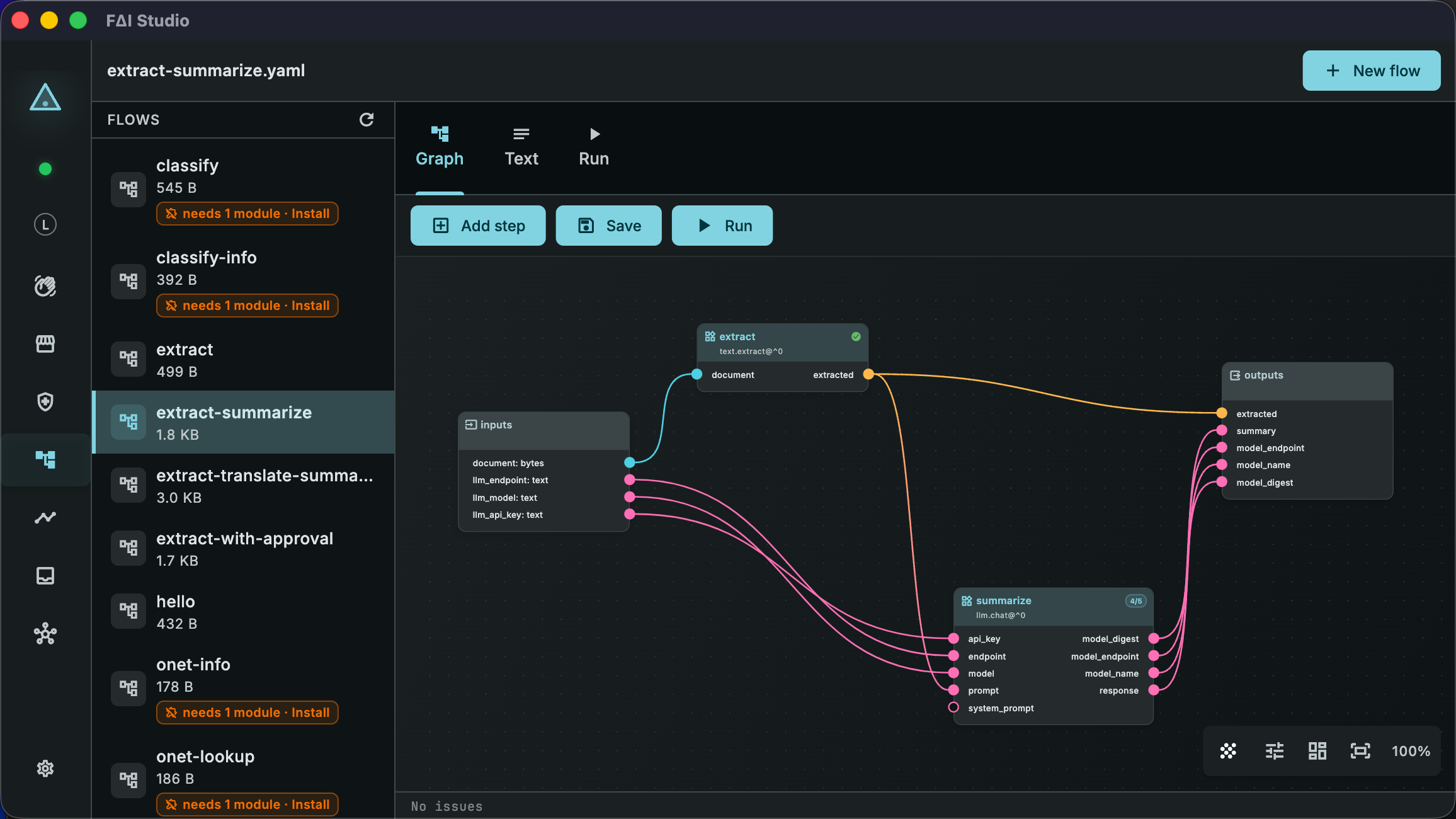 Flow im Wire-Editor — Module per Drag-and-drop zu einem Ablauf verketten